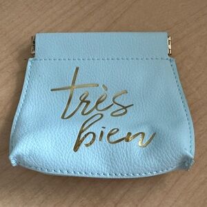 Anthropologie Light Blue Wallet with Gold Accents